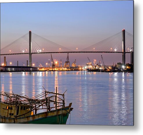 The Serenity of the Savannah River Bridge and a Fishing Boat Photo