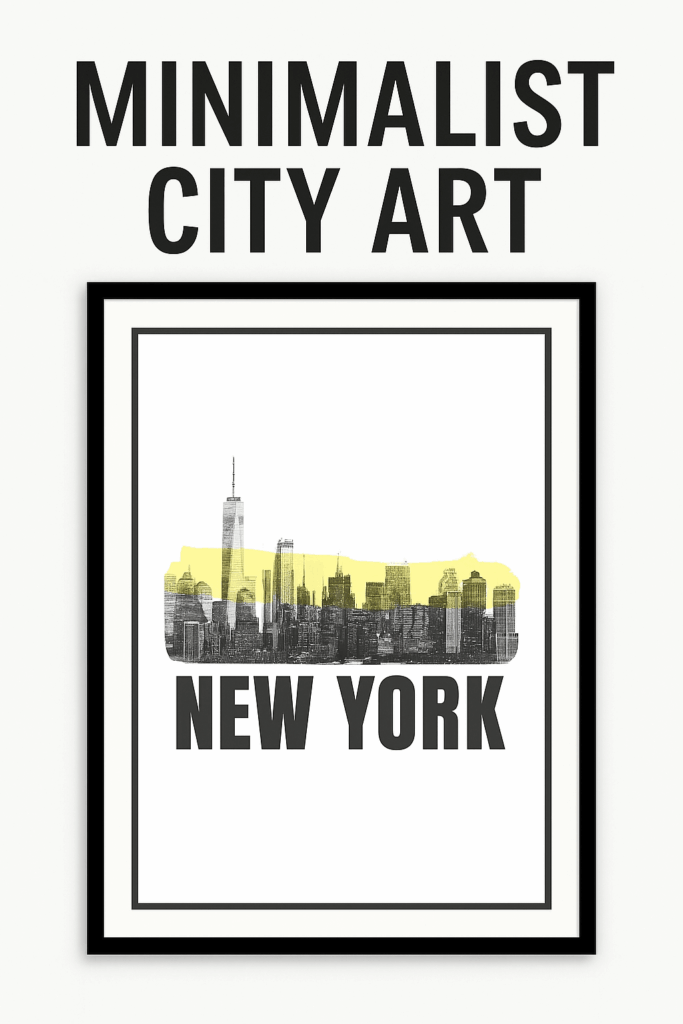 Minimalist City Art Prints: Add Urban Wall Art Style to Your Home with a Splash of Yellow