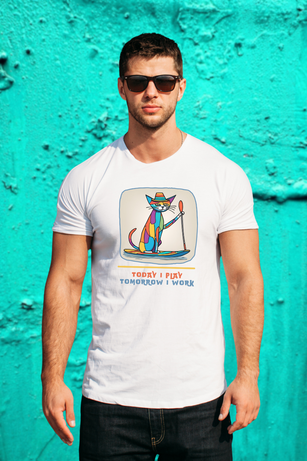 Today I Play, Tomorrow I Work – Funny Cat Paddleboard Tee