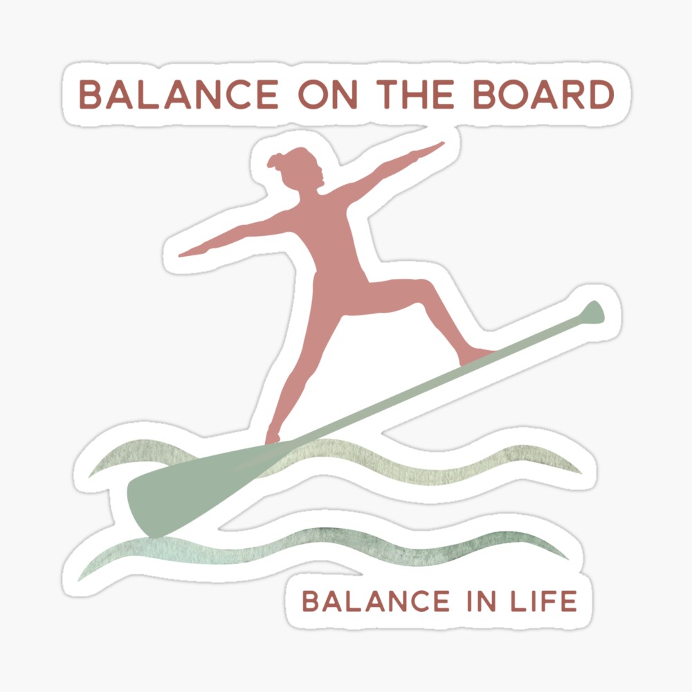 female paddleboard yoga sticker