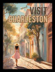 Historic Charleston SC retro poster