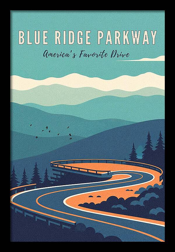 Blue Ridge Parkway retro travel poster