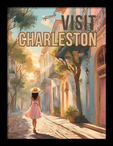 Charleston South Carolina retro travel poster