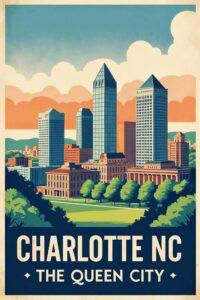Charlotte North Carolina Retro Poster