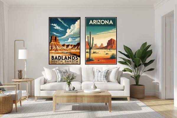 Vintage Style Meets Iconic Badlands South Dakota Landscape