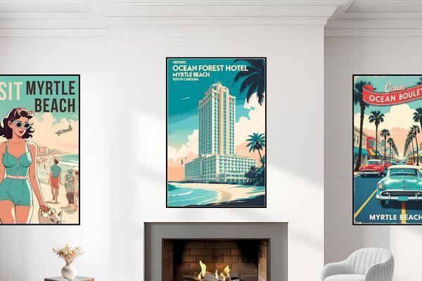 Ocean Forest Hotel Retro Poster – Vintage Myrtle Beach Art