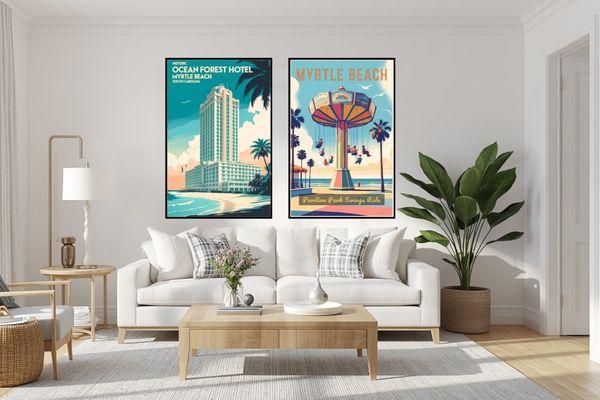 Tribute to Myrtle Beach retro poster wall art