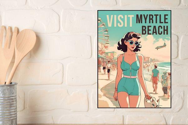 Myrtle Beach vintage poster for kitchen decor