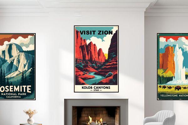 Featured Zion National Park Retro Poster