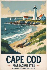 Cape Cod retro coastal travel poster