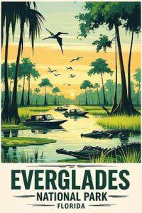 Retro poster of Everglades National Park Florida