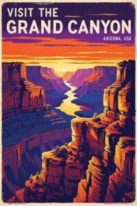 Retro sunset poster of Grand Canyon National Park, Arizona