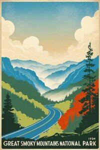 Great Smoky Mountains National Park retro poster