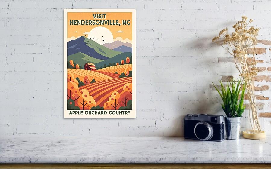 Featured Hendersonville NC Travel Poster – Apple Orchard Country Wall Art