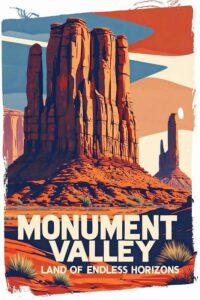 Monument Valley retro travel poster art