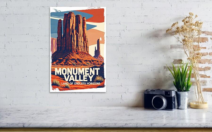 Monument Valley Horizons Retro Travel Poster for Rustic Decor