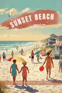 Sunset Beach NC retro travel poster wall art