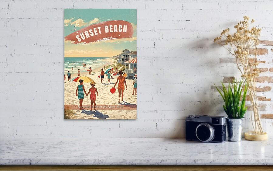 Sunset Beach NC Retro Travel Poster – Nostalgic Family Beach Art