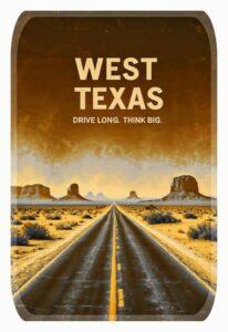 Travel poster of a West Texas Desert Highway