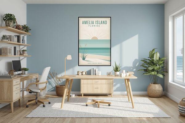 Amelia Island Wall Art for Coastal Beach House Office Decor