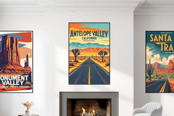 Retro Antelope Valley California Poster Wall Art | Western Home Decor Idea