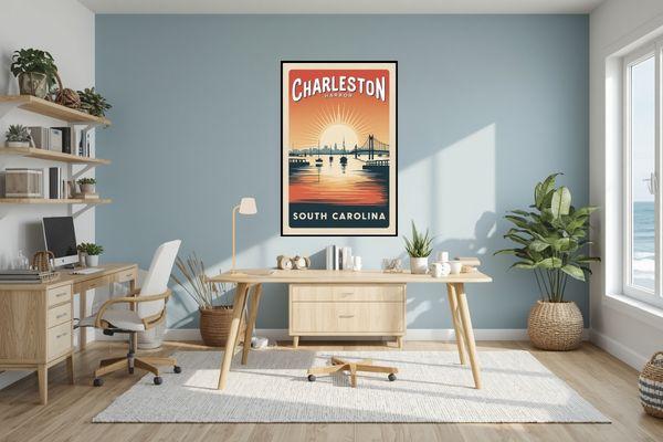 Charleston SC Historic Harbor for office decor