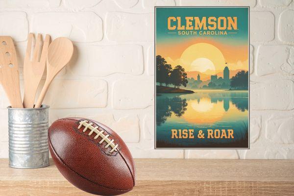 Clemson Retro Poster wall art for South Carolina residents