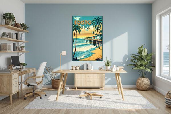 Retro poster of Edisto Beach for wall art prints