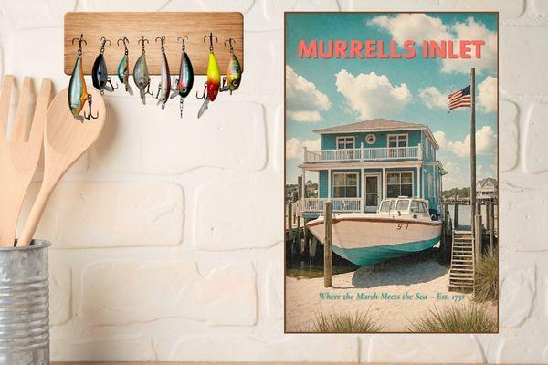 Murrells Inlet SC Fishing Poster Wall Art Coastal Poster