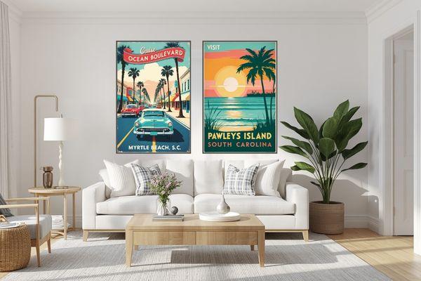 Retro inspired travel poster of Myrtle Beach South Carolina