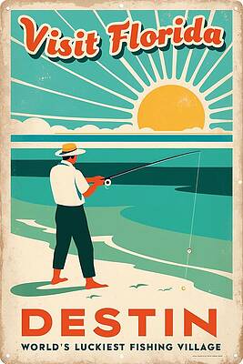 Retro travel poster of Destin Florida