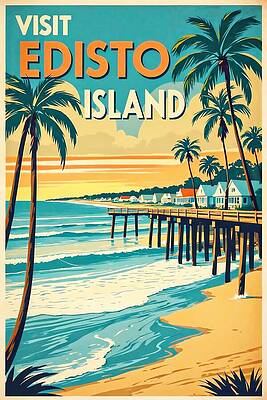 Edisto Beach Retro Poster