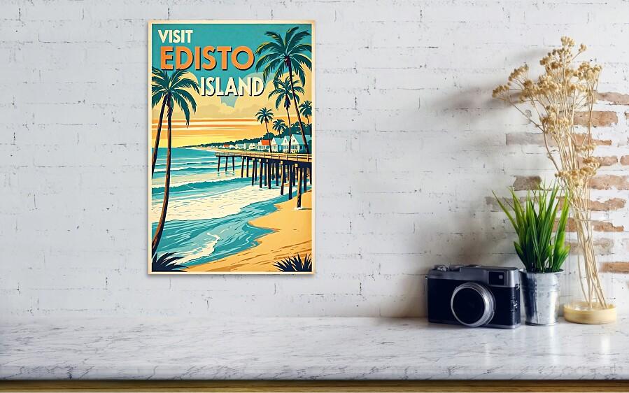 Create a "Beachy" Home with this Edisto Beach SC Retro Coastal Wall Art Print