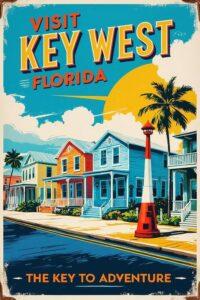 Retro travel poster of Key west Florida for home decor by Bob Pardue