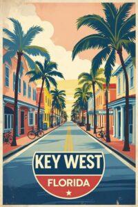 Retro travel poster of Key West Florida by Bob Pardue