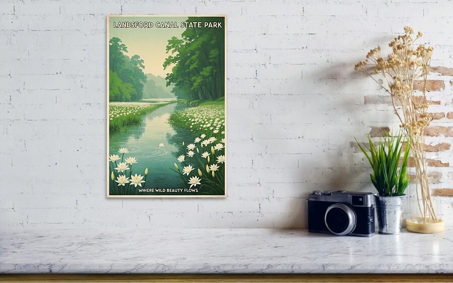 Landsford Canal SC Historic Retro Nature Wall Art