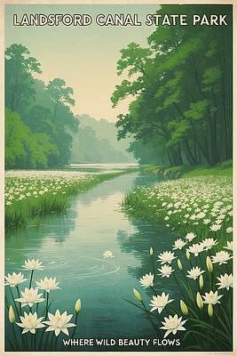 Landsford Canal Retro Poster