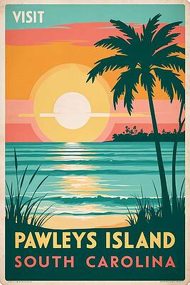 Pawleys Island Retro Poster