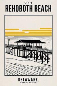 Rehoboth Beach Delaware minimalist retro travel poster by Bob Pardue