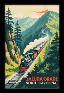 Retro Saluda Grade Railway Travel Poster– North Carolina Wall Art
