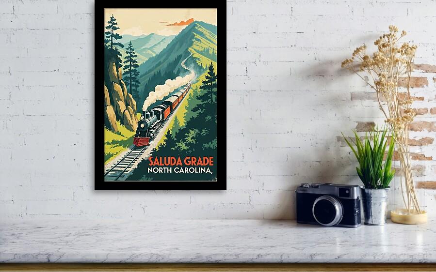 Retro Saluda Grade Railway Poster