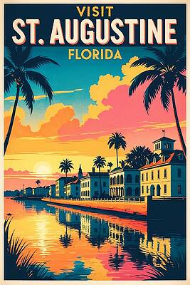 Retro travel poster of Saint Augustine Florida