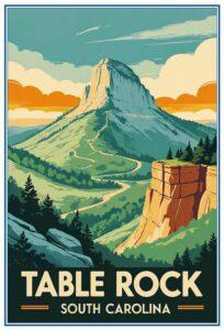 Table Rock State Park South Carolina Retro Poster
