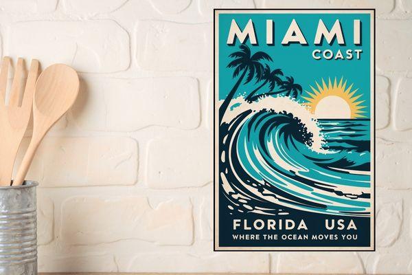 Vintage Miami vacation prints for home decor