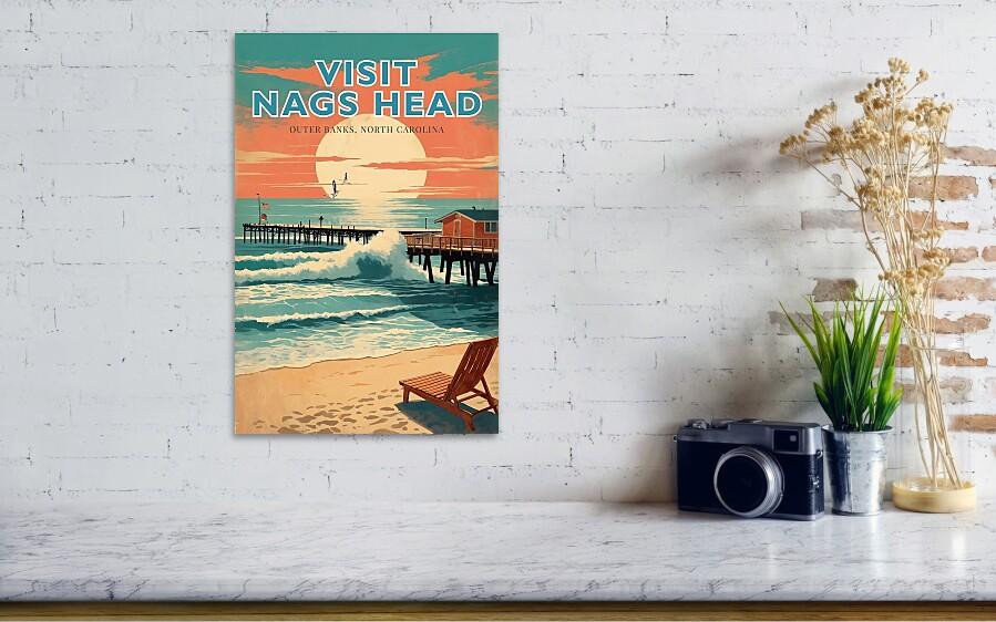 Nags Head North Carolina Wall Art: Retro Coastal Poster for Timeless OBX Style