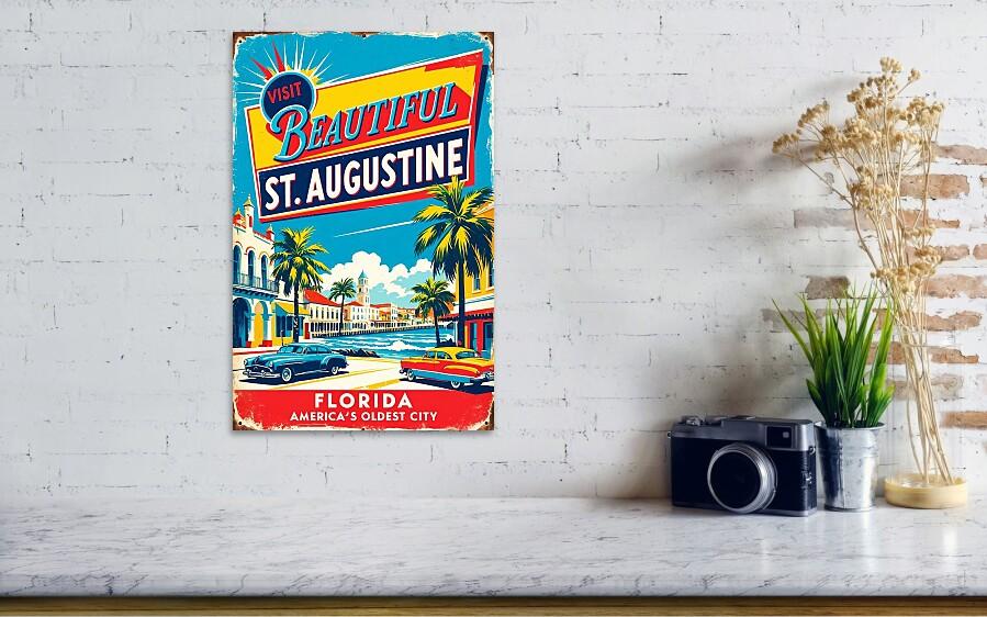 St. Augustine Florida Retro Poster for Coastal Home Decor