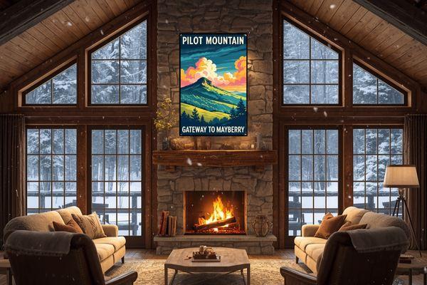 Appalachian Mountain Travel Poster in an Airbnb