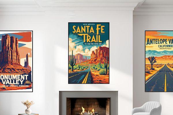 Santa Fe Trail Retro poster Wall Art