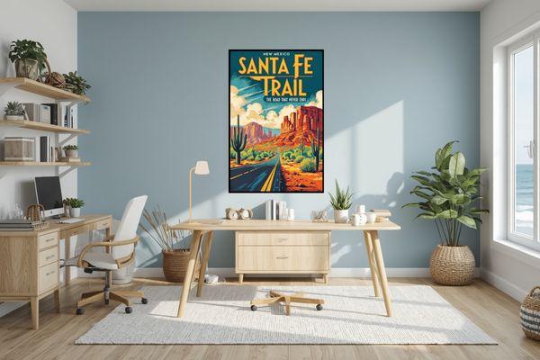 Santa Fe Trail New Mexico vintage inspired Poster wall art