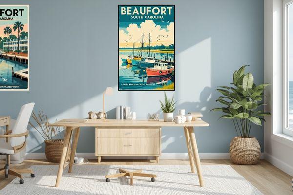 Beaufort South Carolina retro poster wall art
